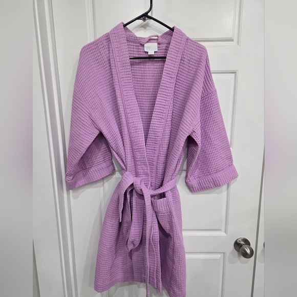 SPA BY CHARTER CLUB WOMEN'S LAVENDER WAFFLE SHORT ROBE SIZE LARGE - Picture 3 of 7